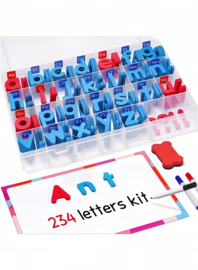 fantasize Magnetic Letters Kit, A-Z Foam Magnetic Letters, Alphabet Letters, 234 Pcs with Large Double-Side Magnet Board, Educational Refrigerator Magnets for Preschool Learning Spelling - Image 1